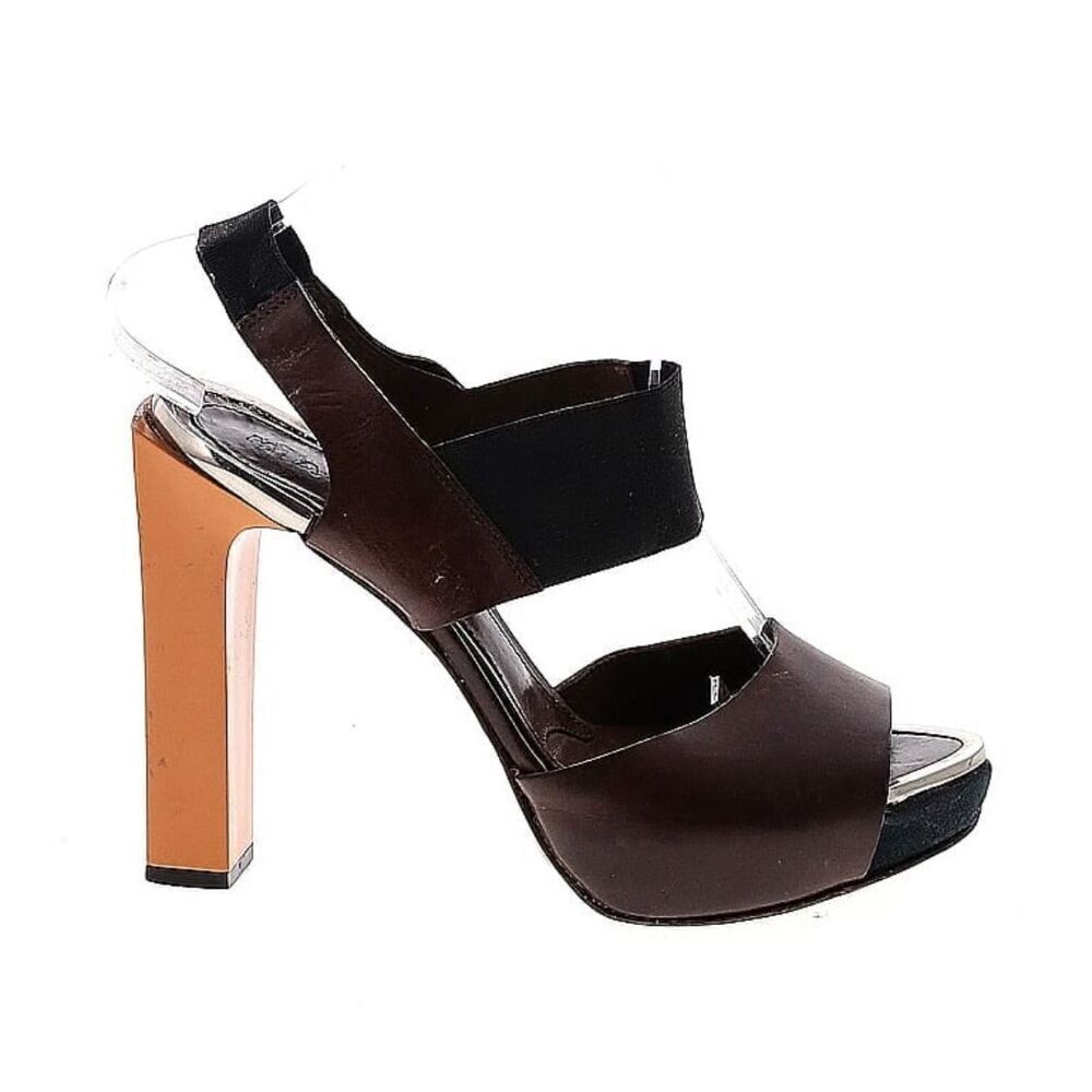 Marni Womens Block High Heel Slingback Platform Sandals Black Size 37.5/7